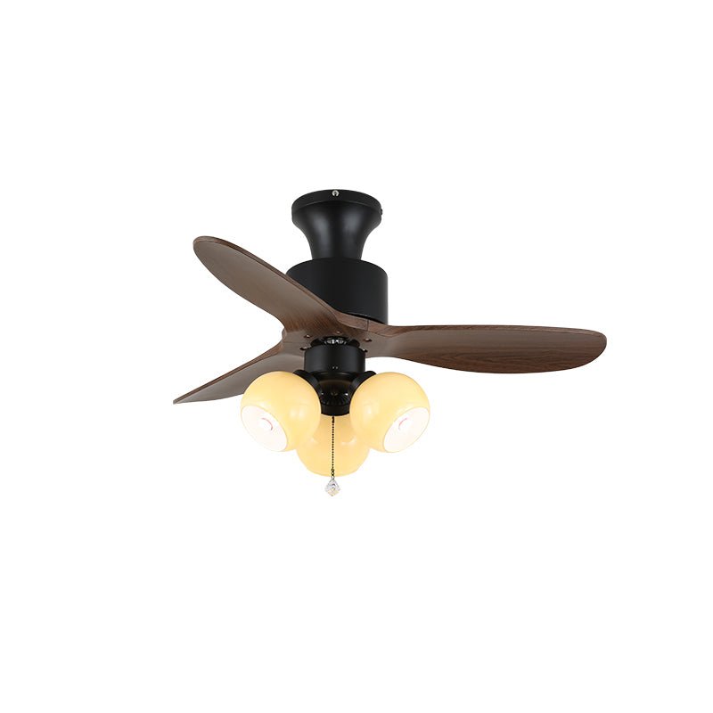 Walnut Amber Glass Fan Light Fixture
