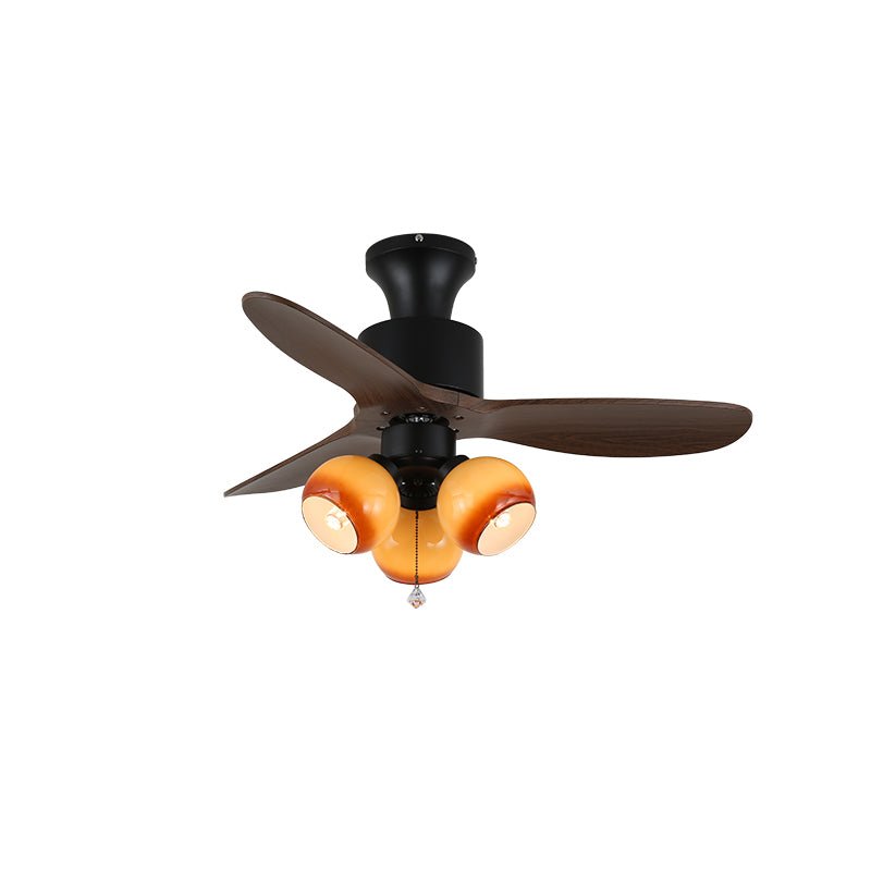 Walnut Amber Glass Fan Light Fixture