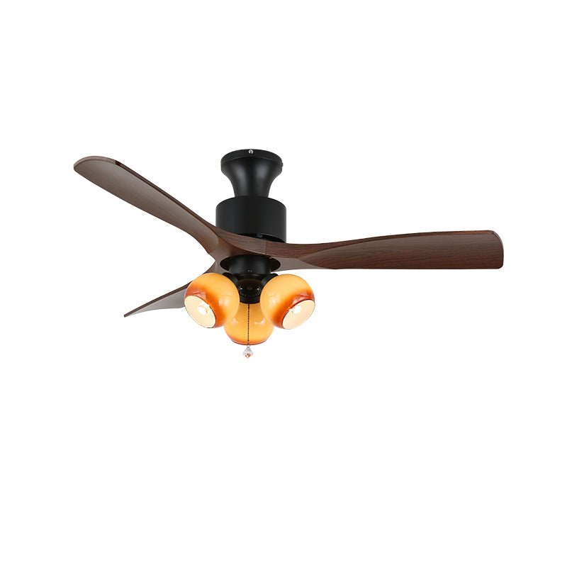 Walnut Amber Glass Fan Light Fixture