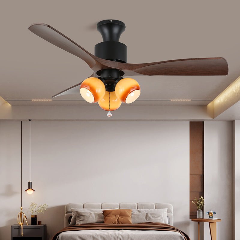 Walnut Amber Glass Fan Light Fixture