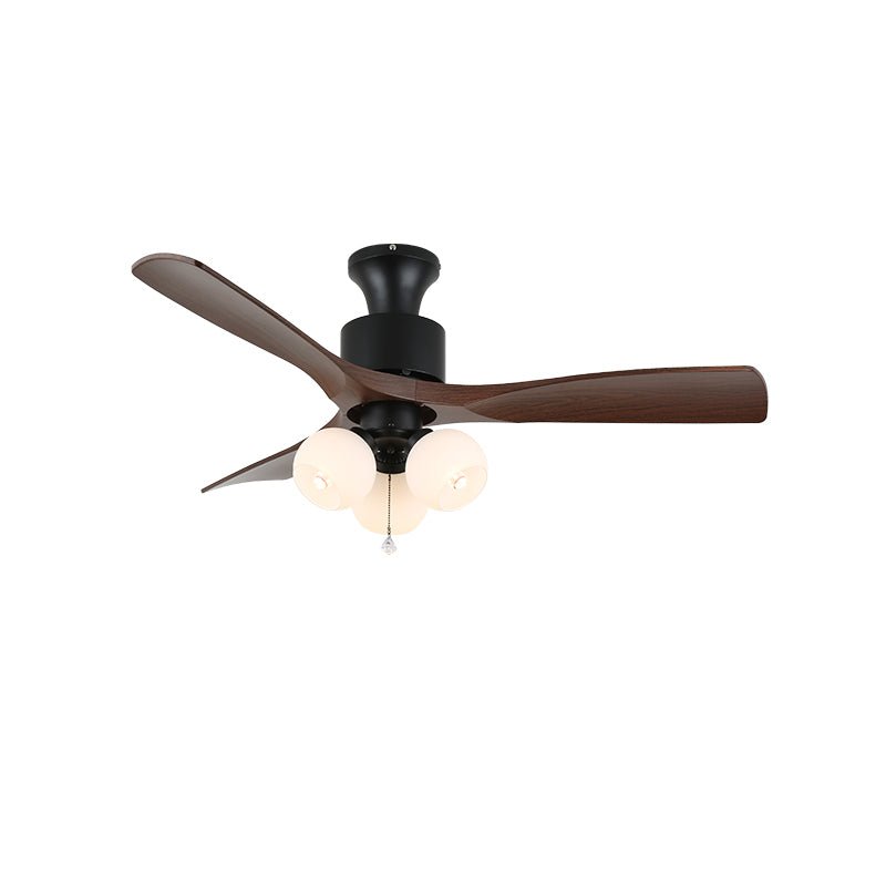 Walnut Amber Glass Fan Light Fixture