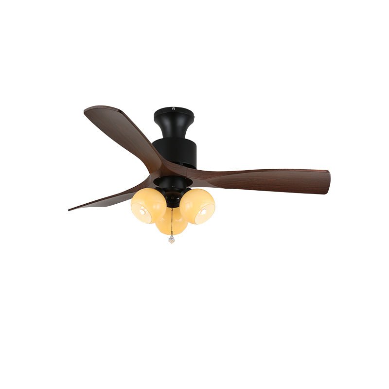 Walnut Amber Glass Fan Light Fixture