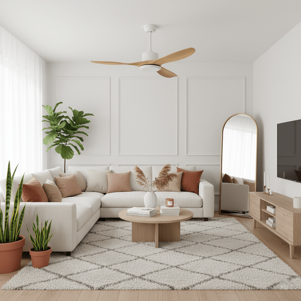 Elegant Woodgrain Modern Ceiling Fan Light