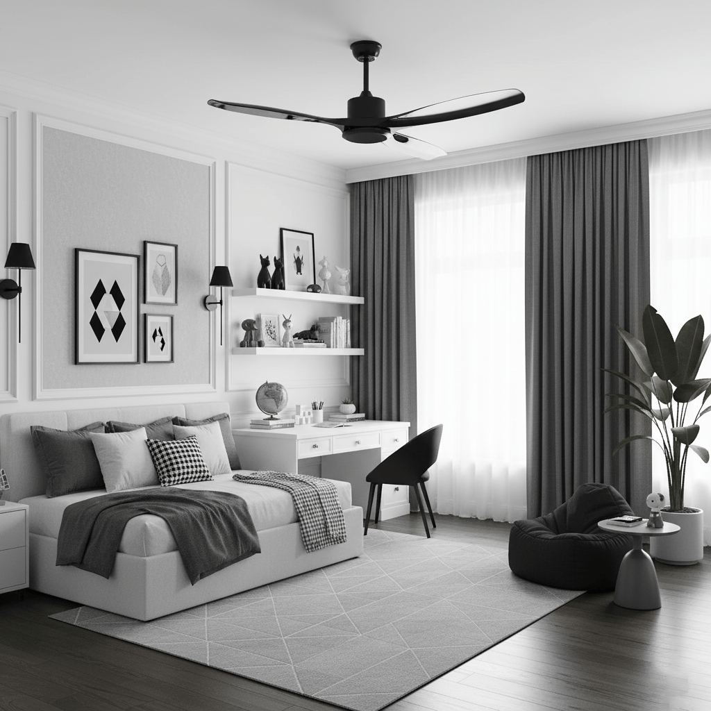 Elegant Woodgrain Modern Ceiling Fan Light