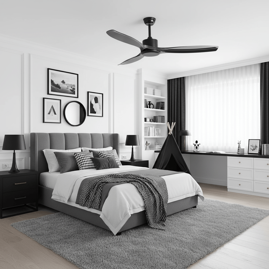 Elegant Woodgrain Modern Ceiling Fan Light