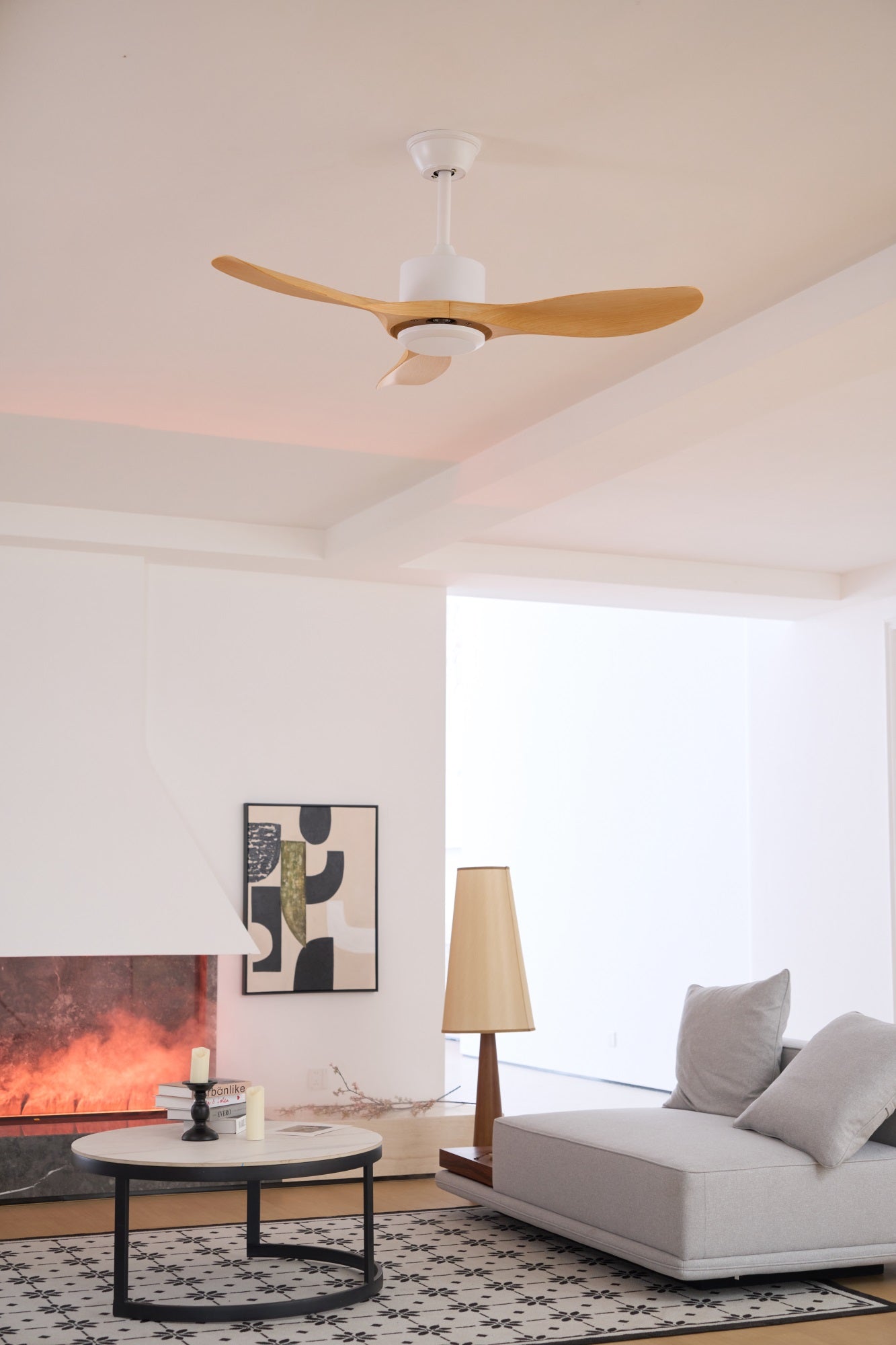 Elegant Woodgrain Modern Ceiling Fan Light