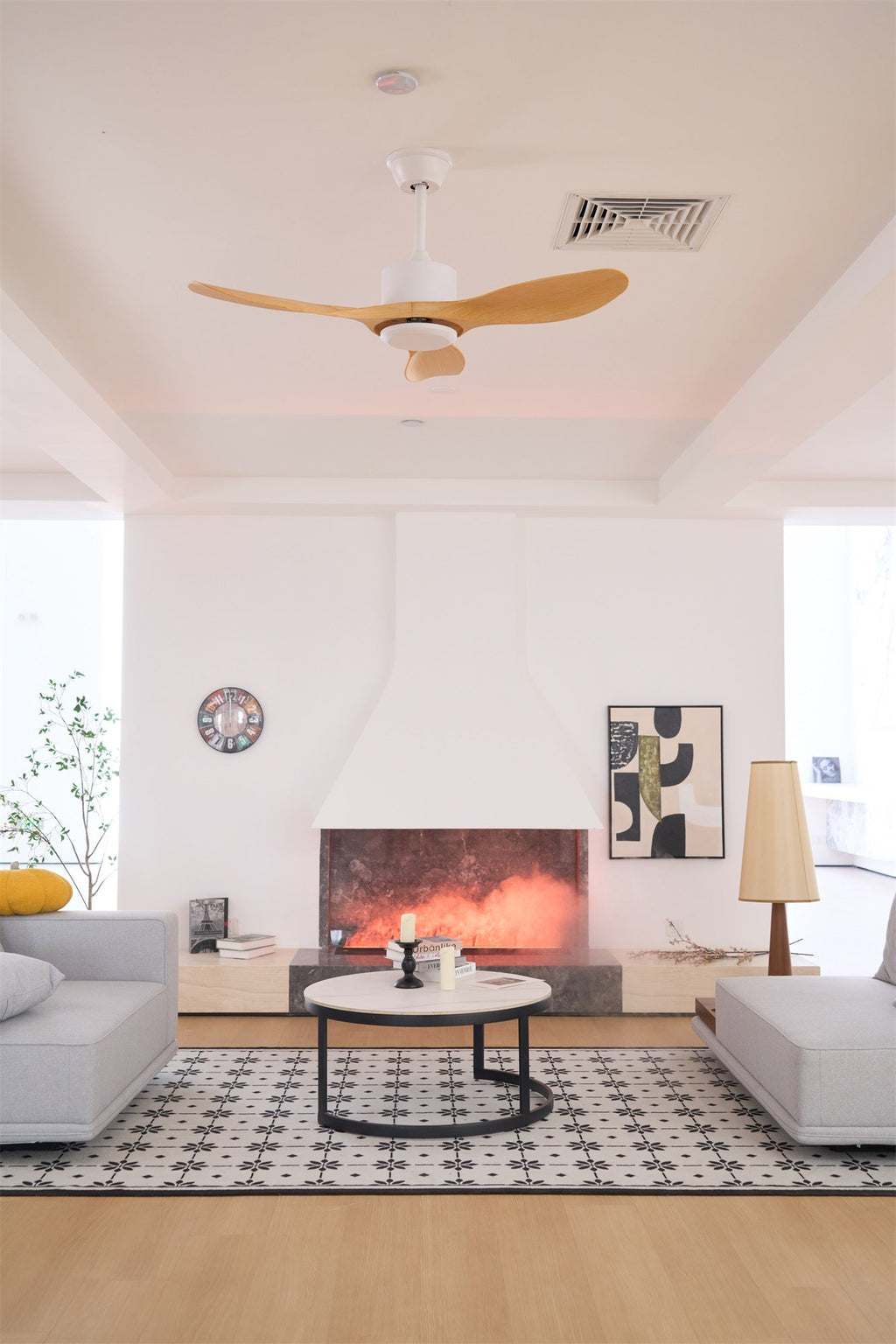 Elegant Woodgrain Modern Ceiling Fan Light