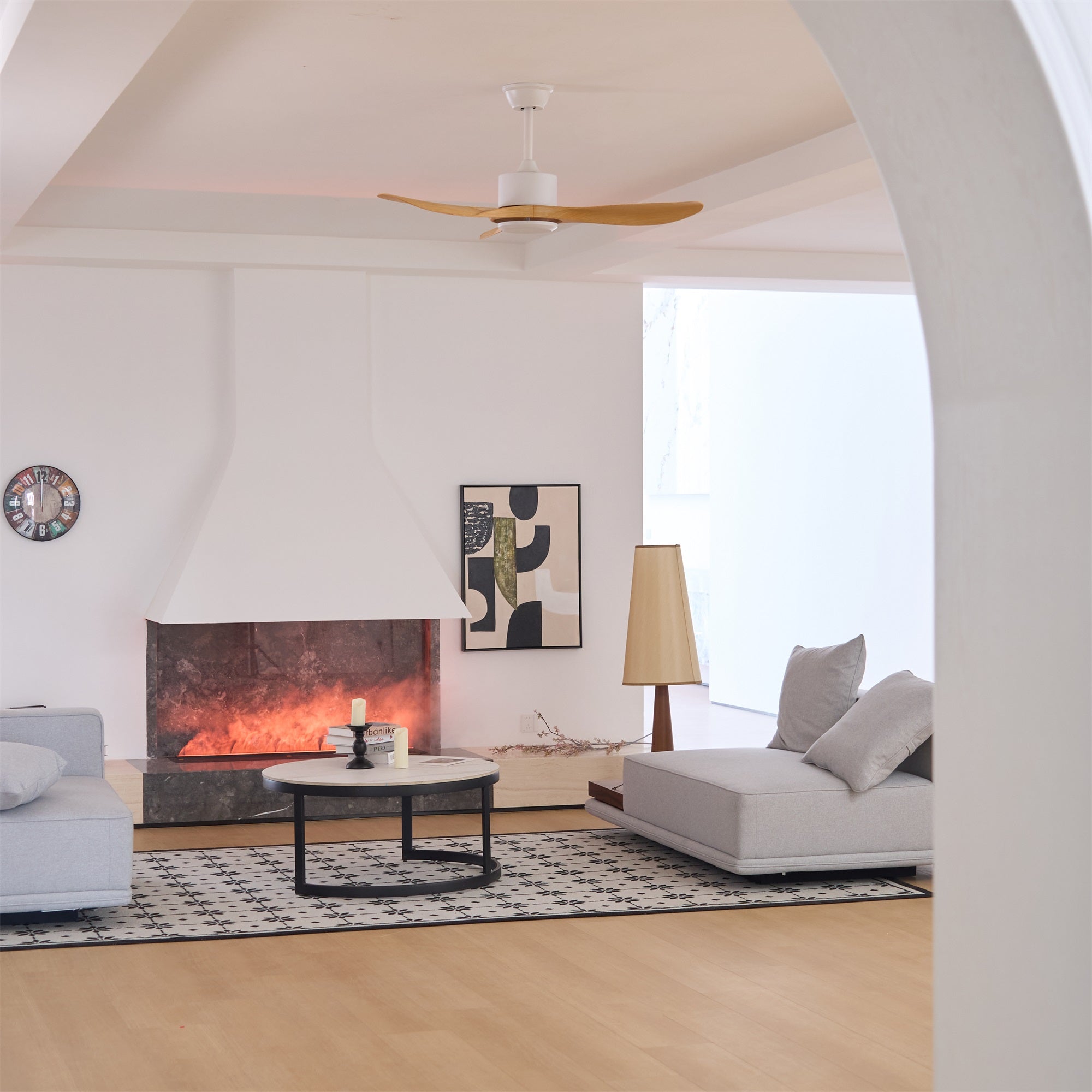 Elegant Woodgrain Modern Ceiling Fan Light