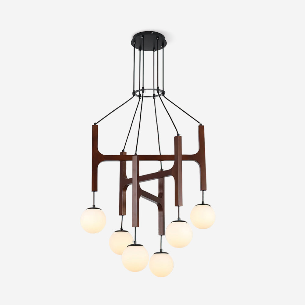 Astra Wood & Glass Globe Chandelier