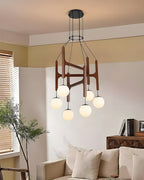 Astra Wood & Glass Globe Chandelier