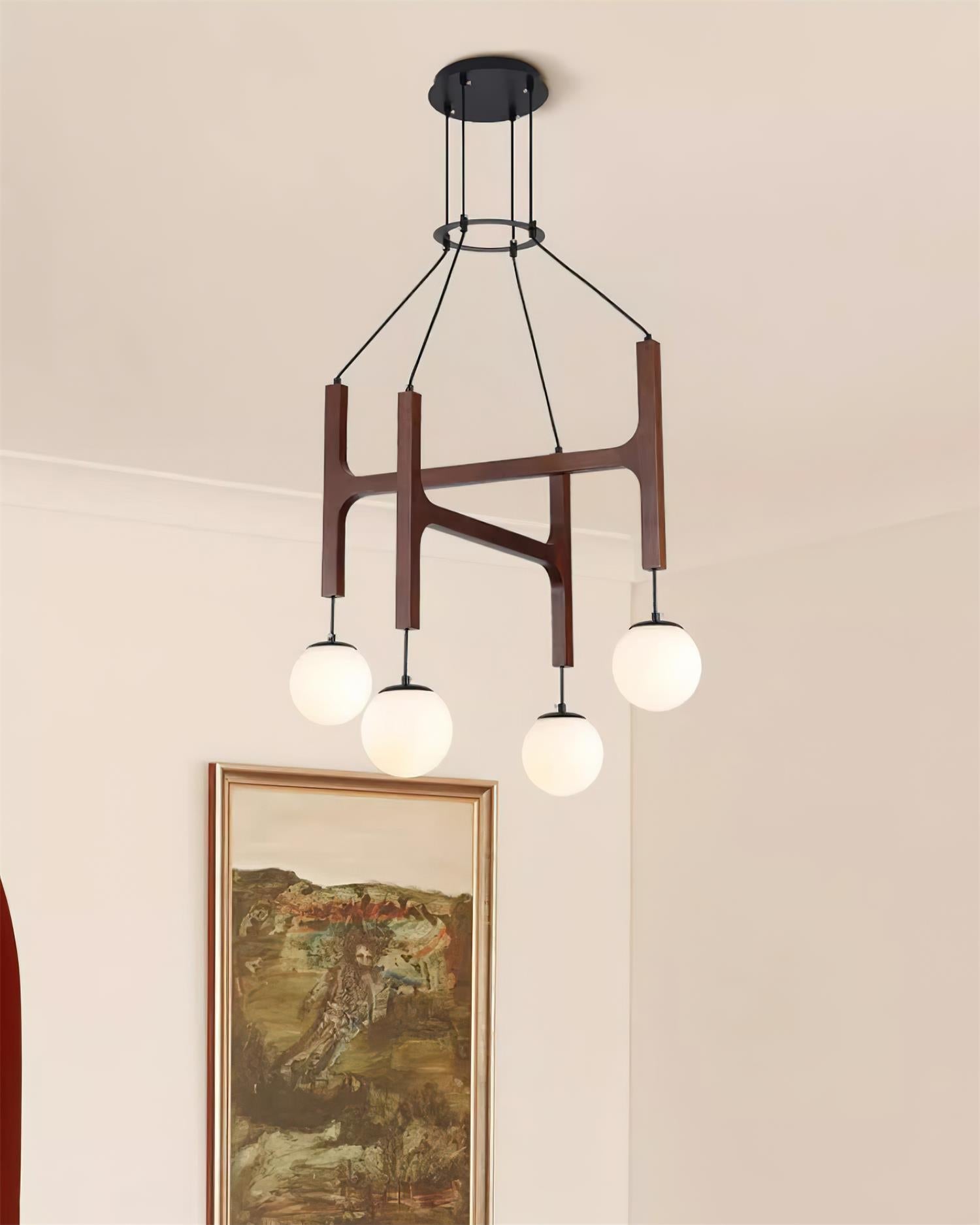 Astra Wood & Glass Globe Chandelier