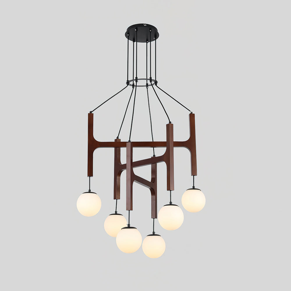 Astra Wood & Glass Globe Chandelier