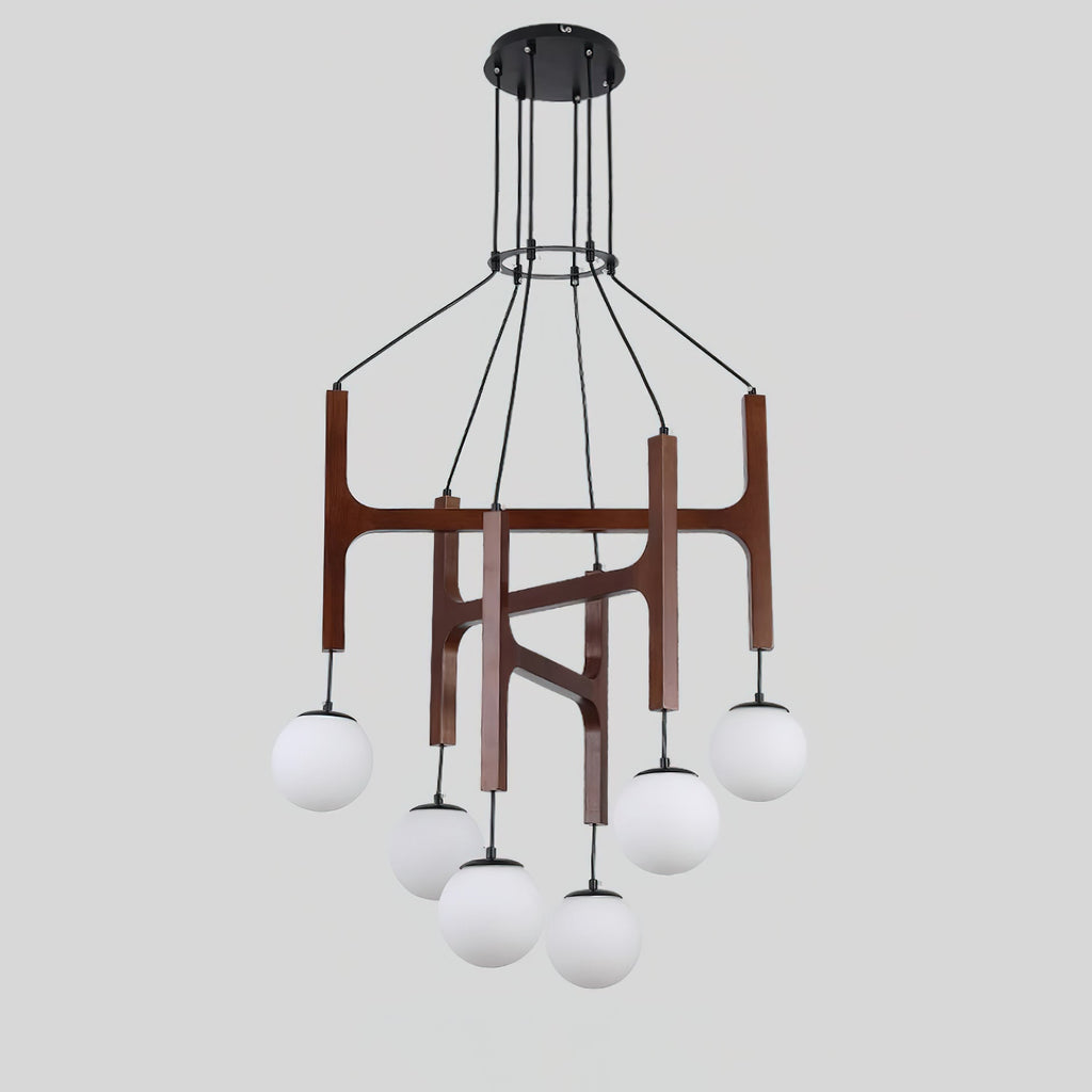 Astra Wood & Glass Globe Chandelier