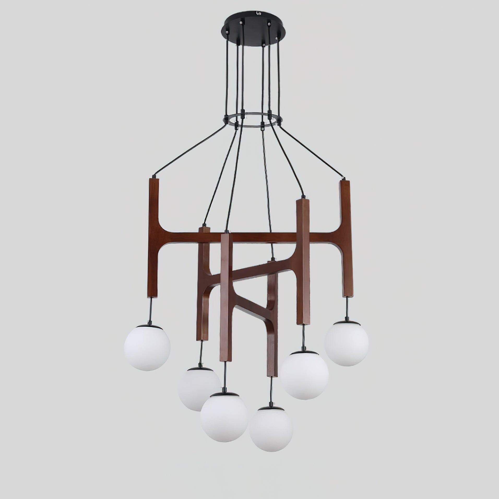 Astra Wood & Glass Globe Chandelier