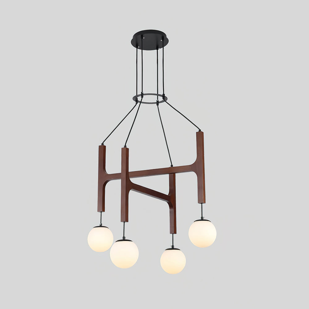 Astra Wood & Glass Globe Chandelier