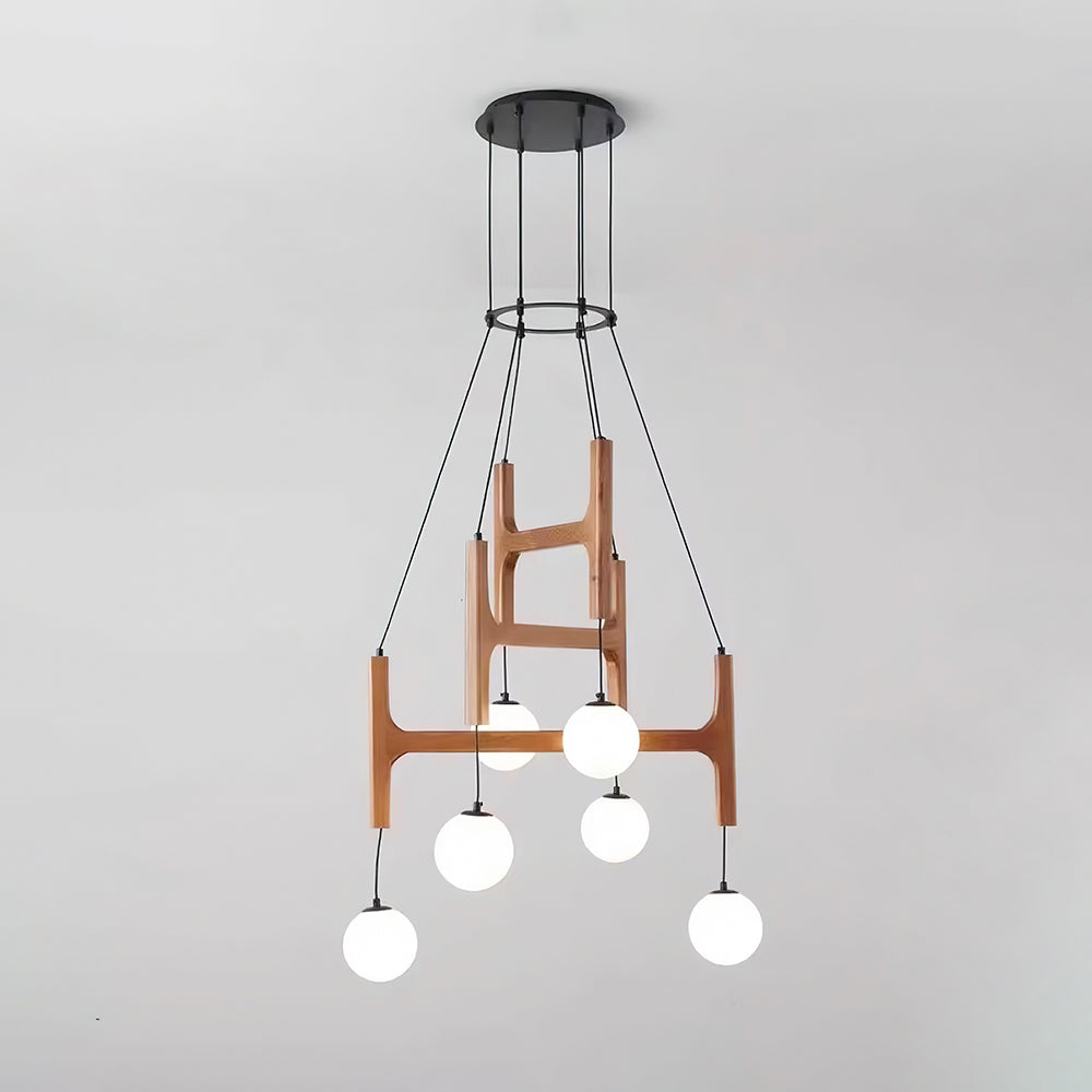 Astra Wood & Glass Globe Chandelier