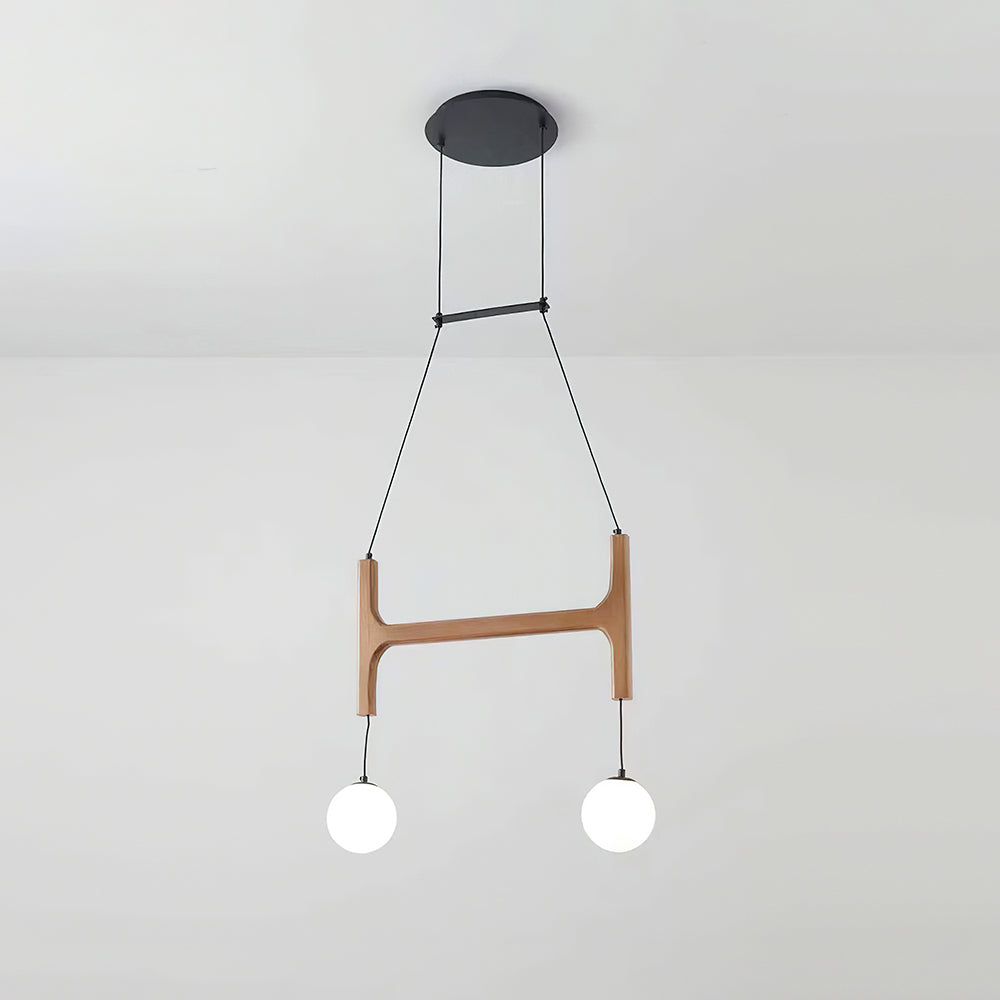 Astra Wood & Glass Globe Chandelier