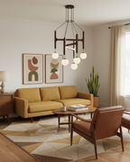 Astra Wood & Glass Globe Chandelier