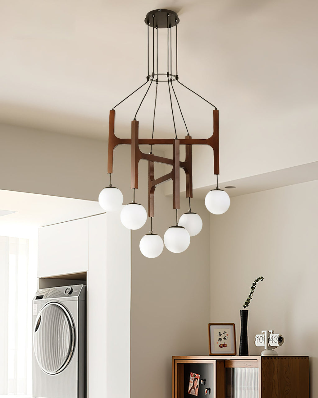 Astra Wood & Glass Globe Chandelier