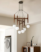 Astra Wood & Glass Globe Chandelier