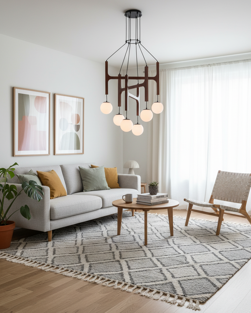 Astra Wood & Glass Globe Chandelier