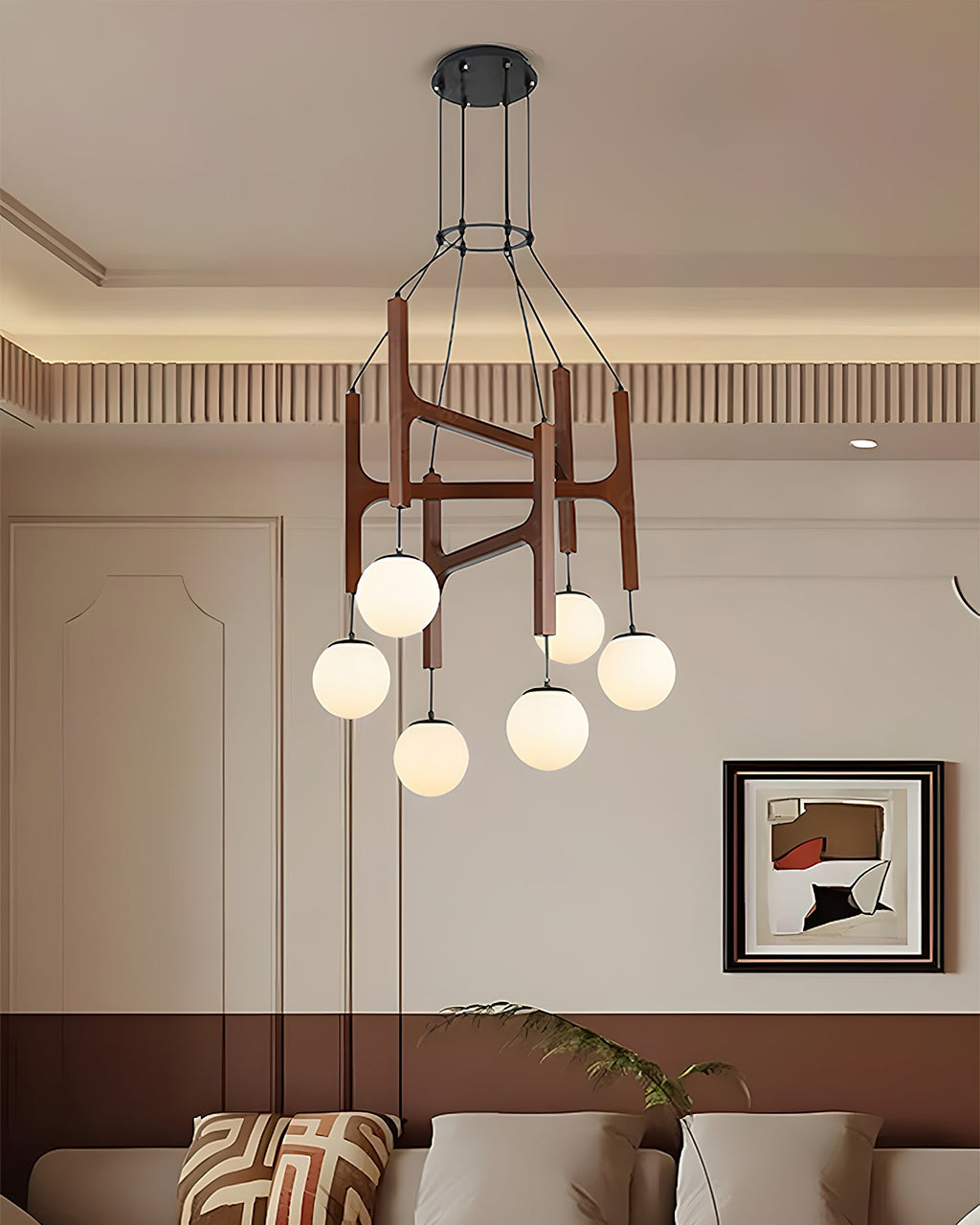 Astra Wood & Glass Globe Chandelier