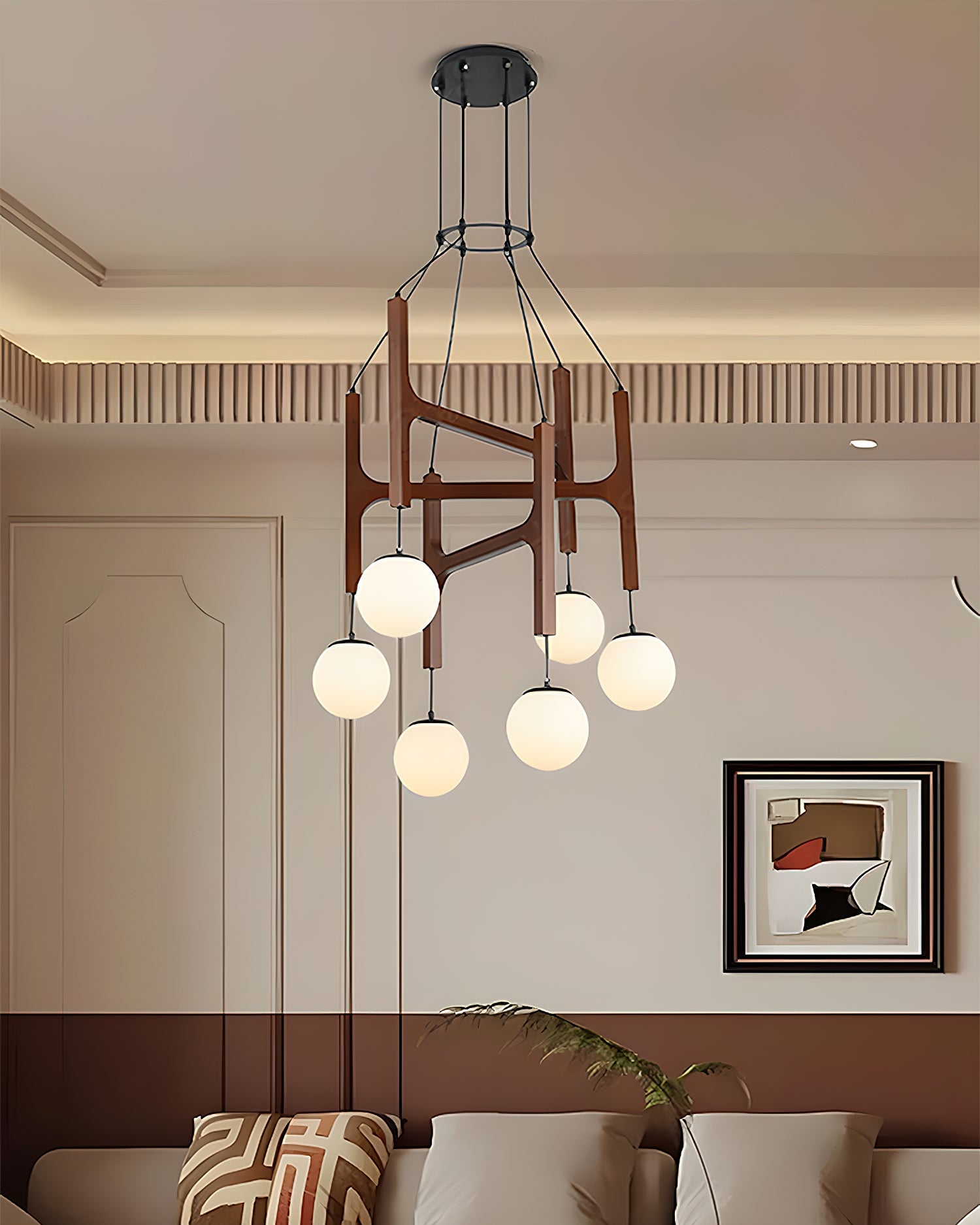 Astra Wood & Glass Globe Chandelier