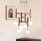Astra Wood & Glass Globe Chandelier