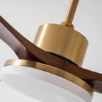 Aurevo Brushed Brass Wood Blade Ceiling Fan Light