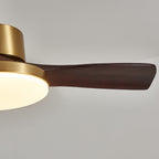 Aurevo Brushed Brass Wood Blade Ceiling Fan Light