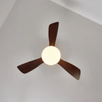 Aurevo Brushed Brass Wood Blade Ceiling Fan Light