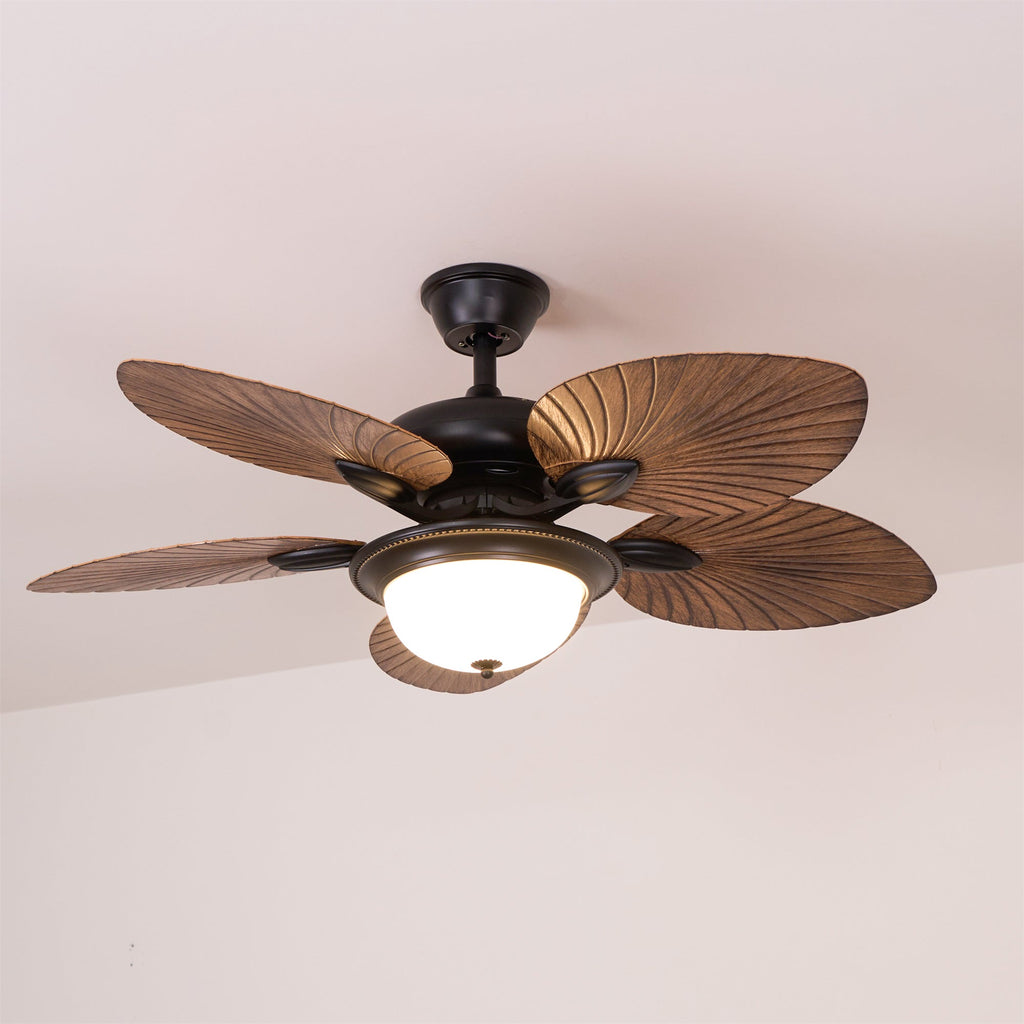 Sculptural Banana Leaf Ceiling Fan Light Fixture