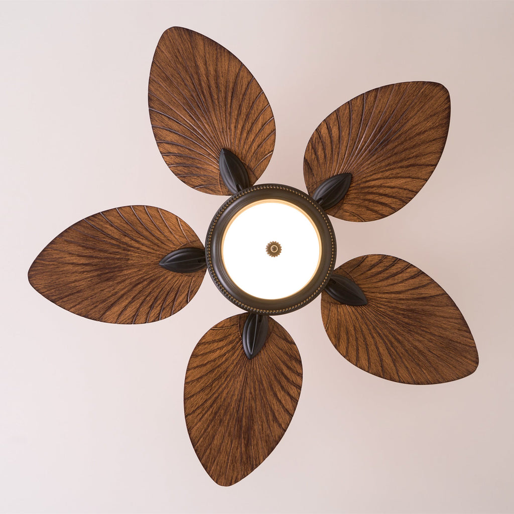 Sculptural Banana Leaf Ceiling Fan Light Fixture