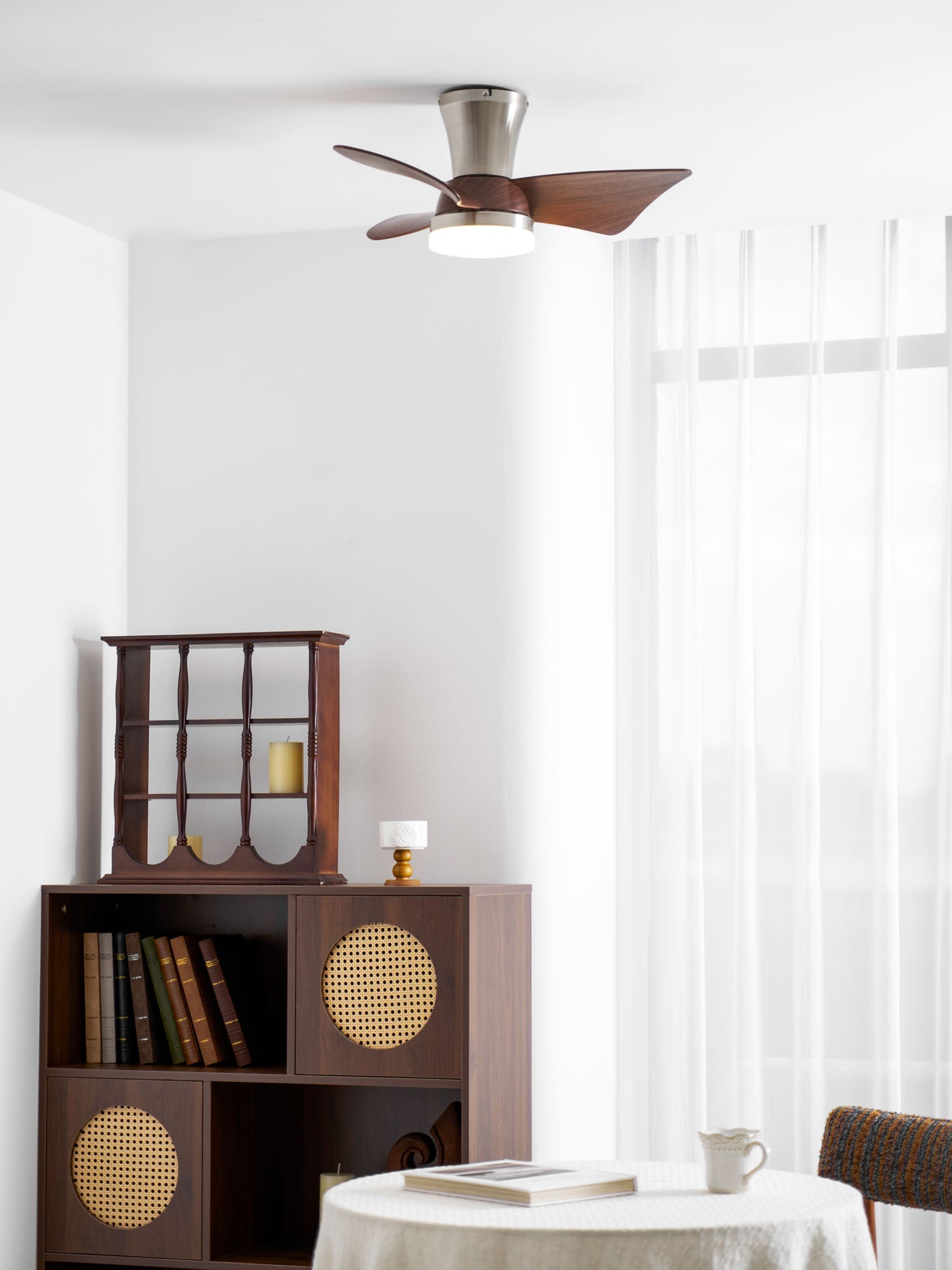 Designer Gold Frame Wood Ceiling Fan Light