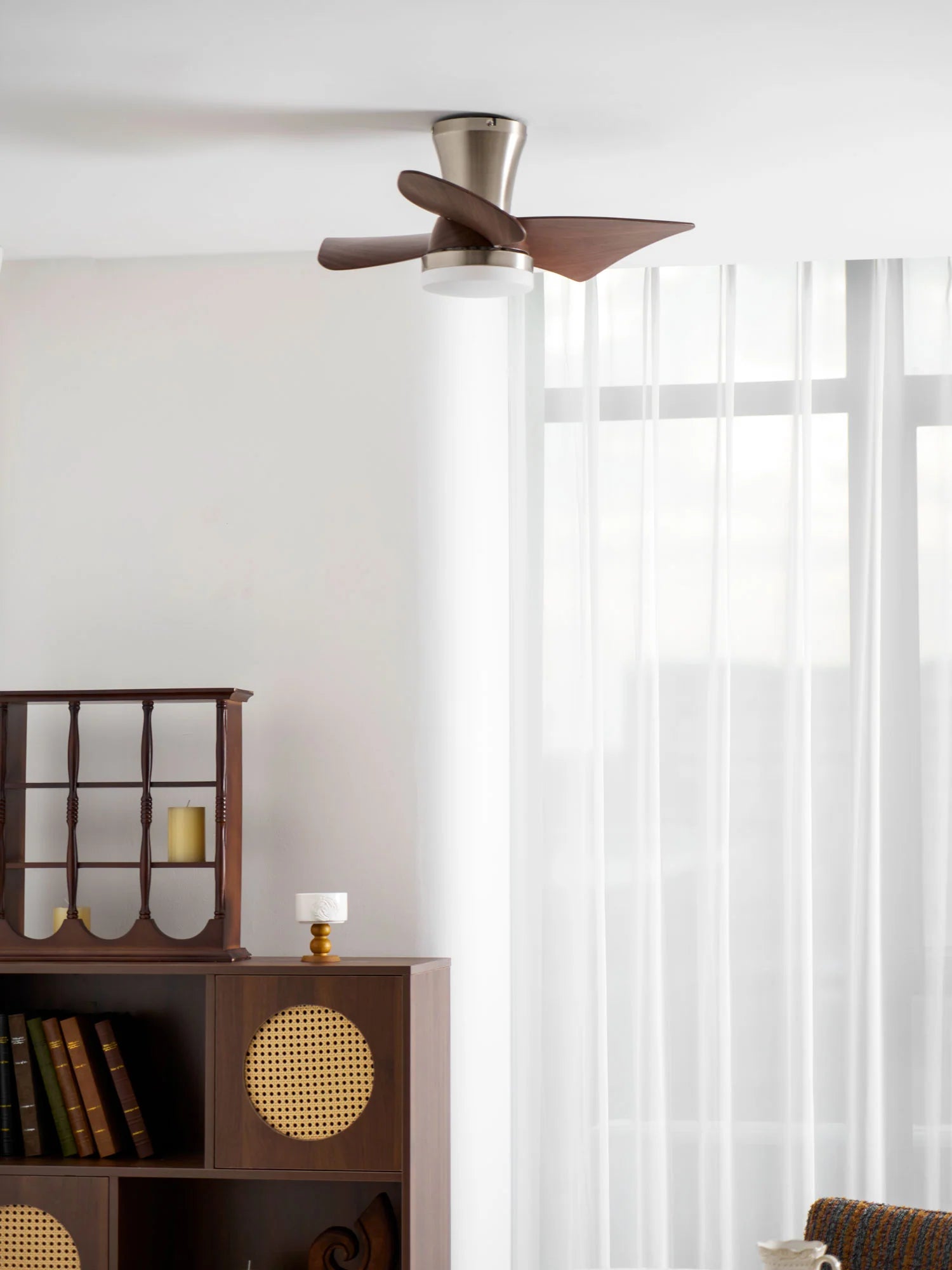 Designer Gold Frame Wood Ceiling Fan Light