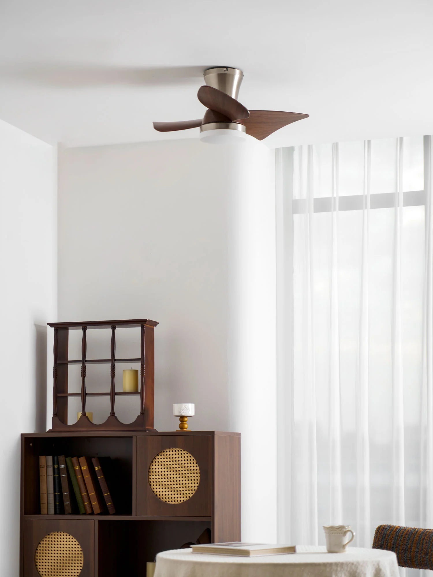 Designer Gold Frame Wood Ceiling Fan Light