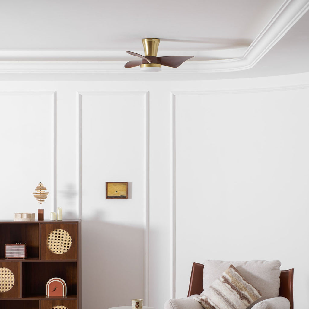 Designer Gold Frame Wood Ceiling Fan Light
