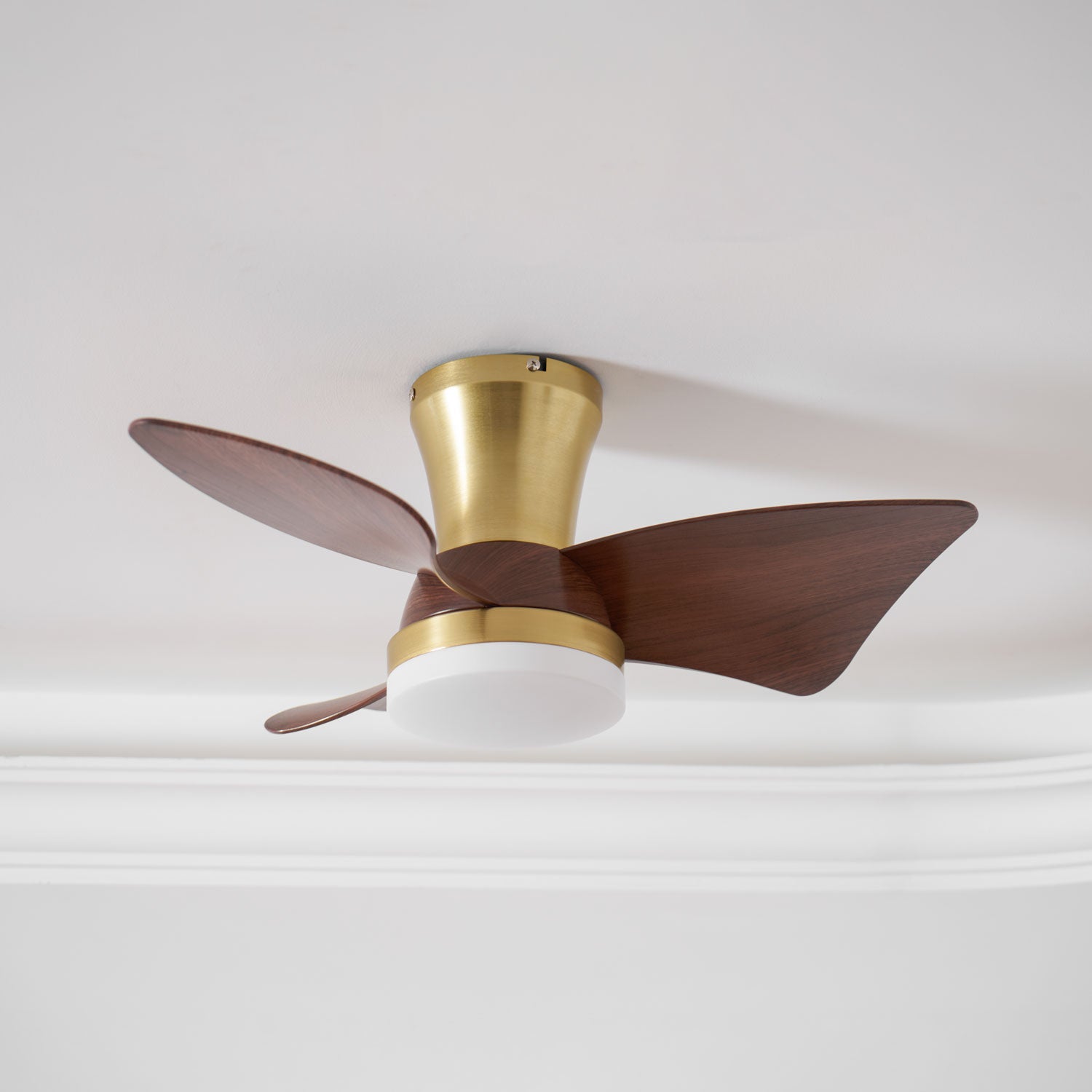 Designer Gold Frame Wood Ceiling Fan Light