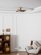 Designer Gold Frame Wood Ceiling Fan Light