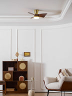 Designer Gold Frame Wood Ceiling Fan Light