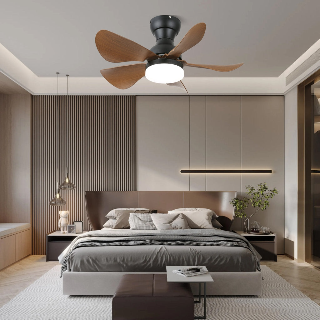 Arilia Modern Walnut Blade Flush Fan Light
