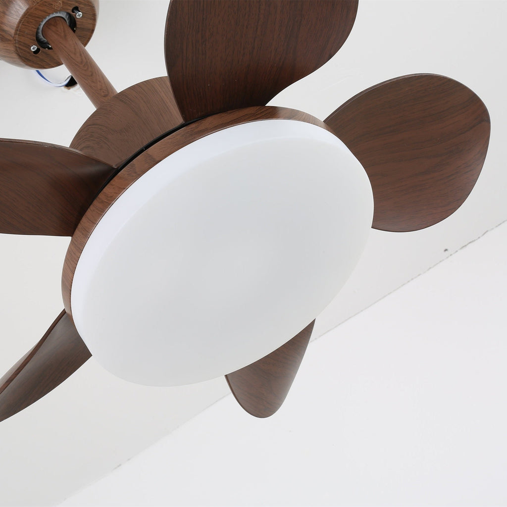 Terra Sculpted Walnut Blade Ceiling Fan Light