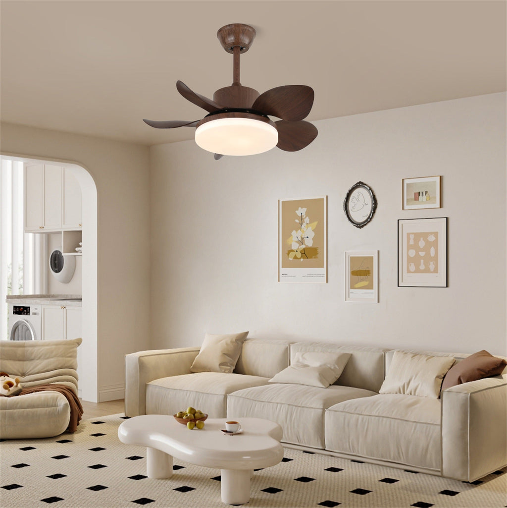 Terra Sculpted Walnut Blade Ceiling Fan Light