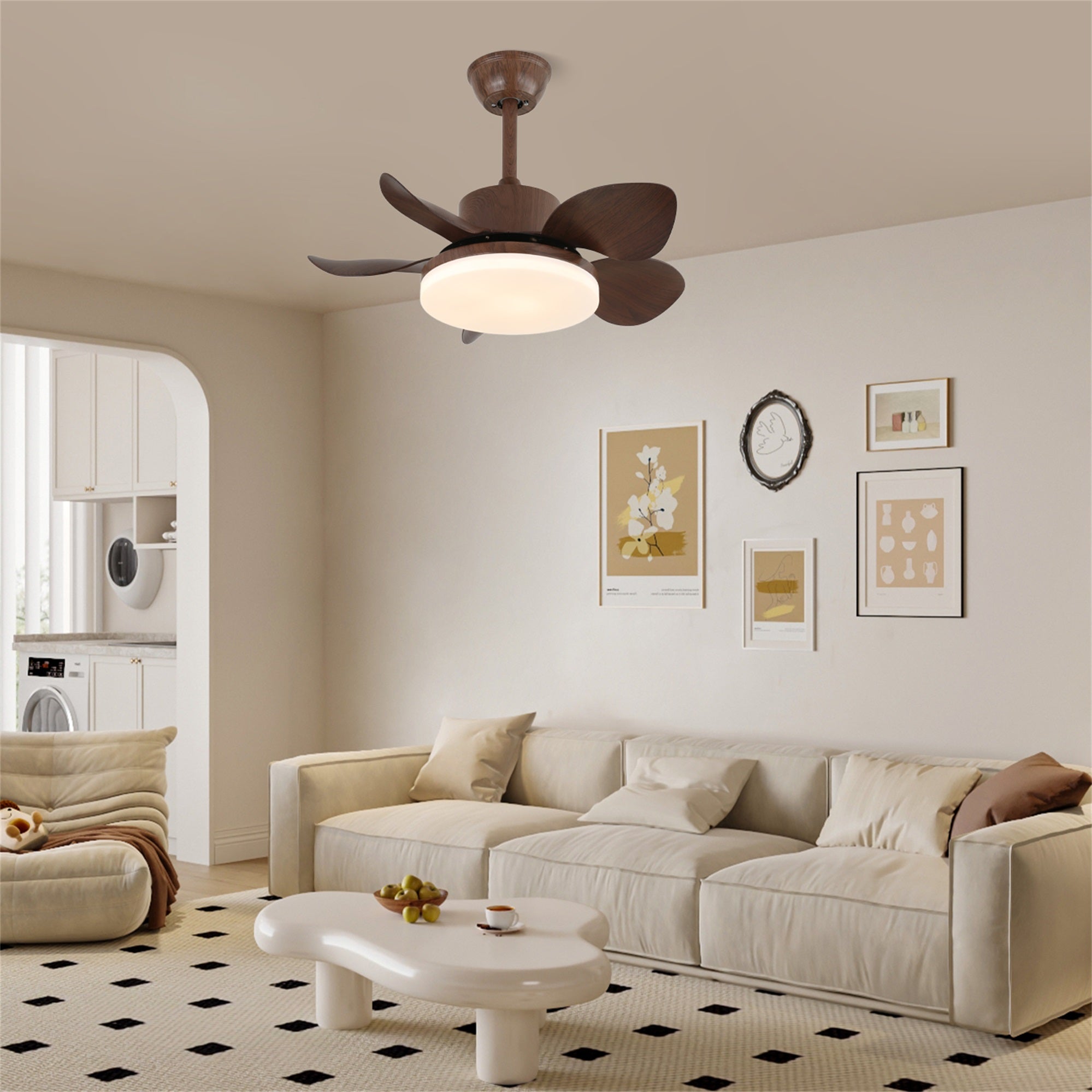 Terra Sculpted Walnut Blade Ceiling Fan Light