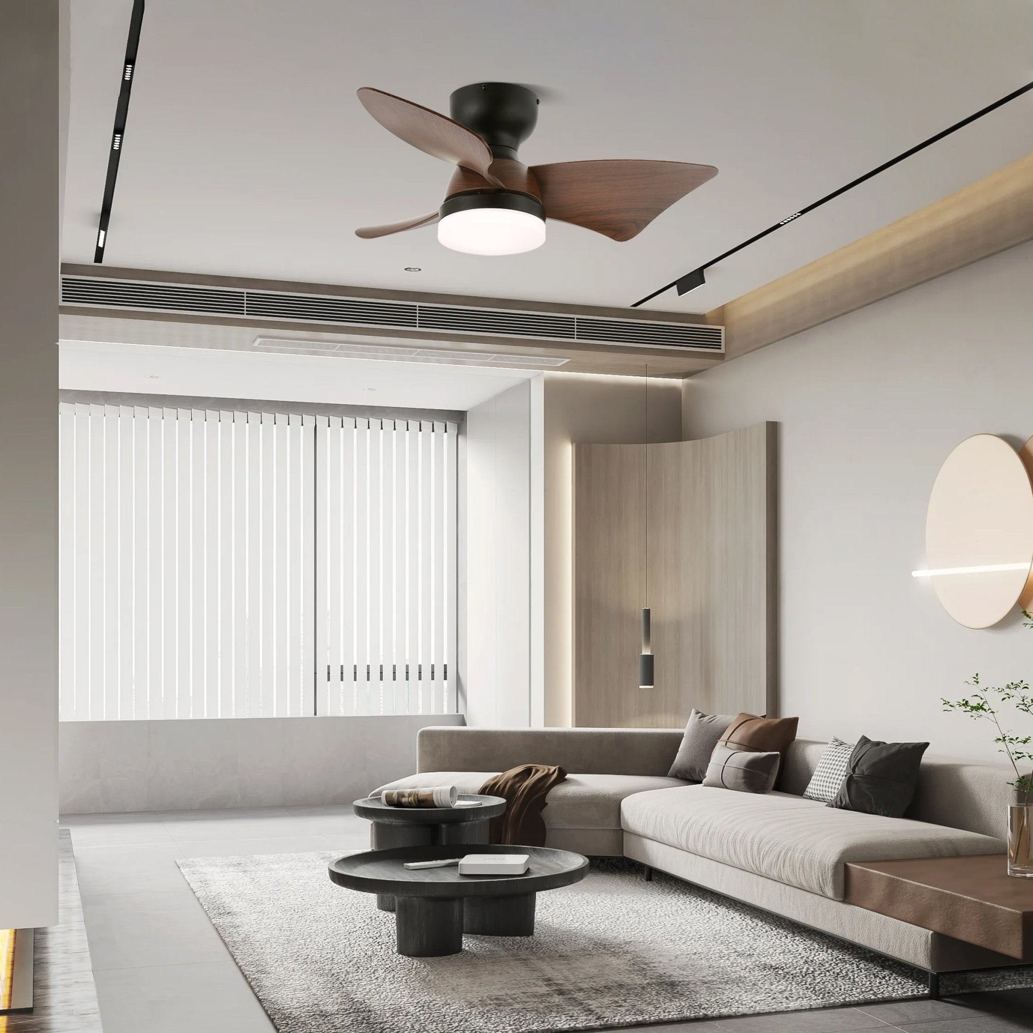 Calix Walnut Woodgrain Ceiling Fan Light