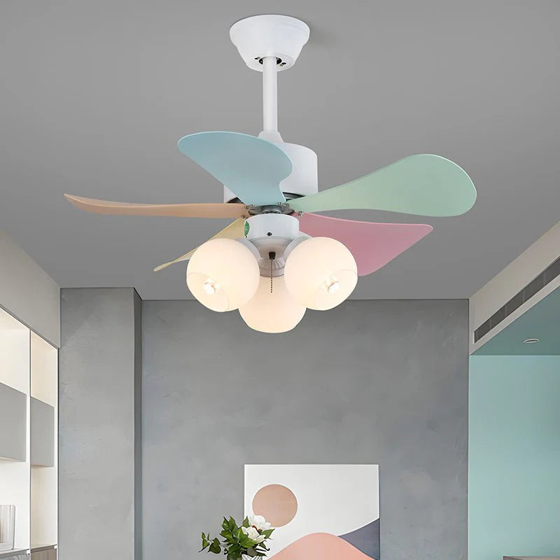 Candy Breeze Colorful Petal Glass Ceiling Fan Light