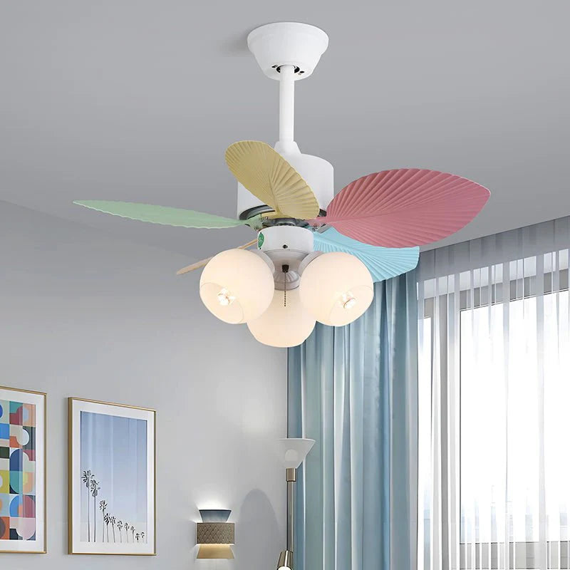 Candy Breeze Colorful Petal Glass Ceiling Fan Light