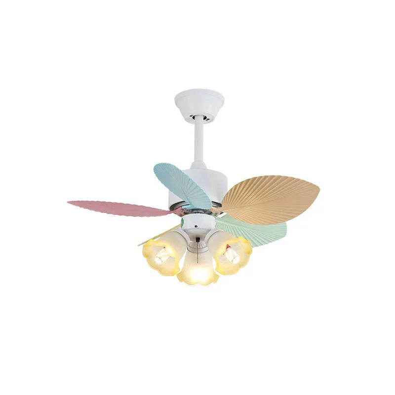 Candy Breeze Colorful Petal Glass Ceiling Fan Light