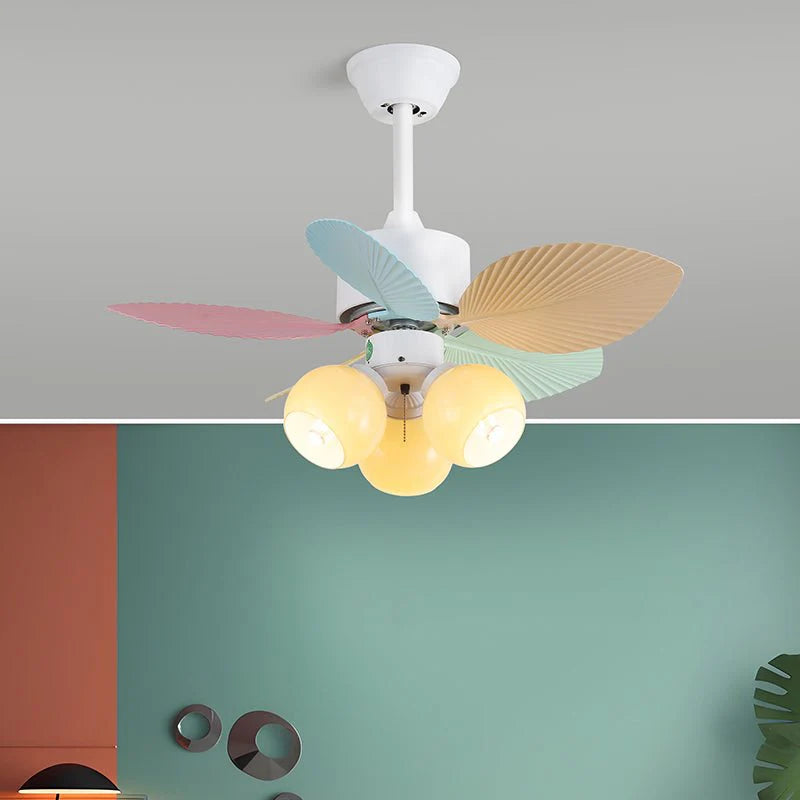 Candy Breeze Colorful Petal Glass Ceiling Fan Light