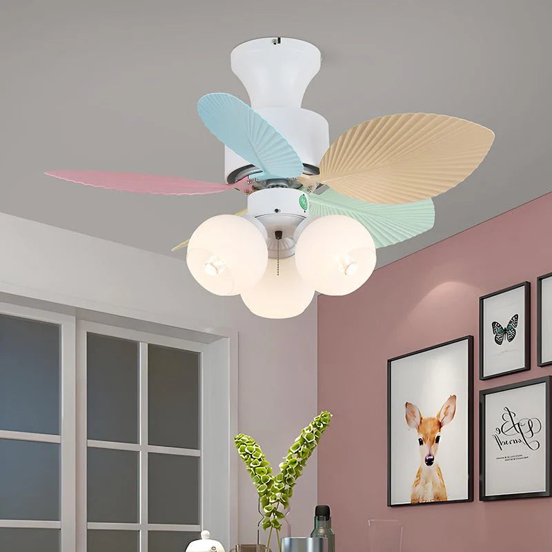 Candy Breeze Colorful Petal Glass Ceiling Fan Light